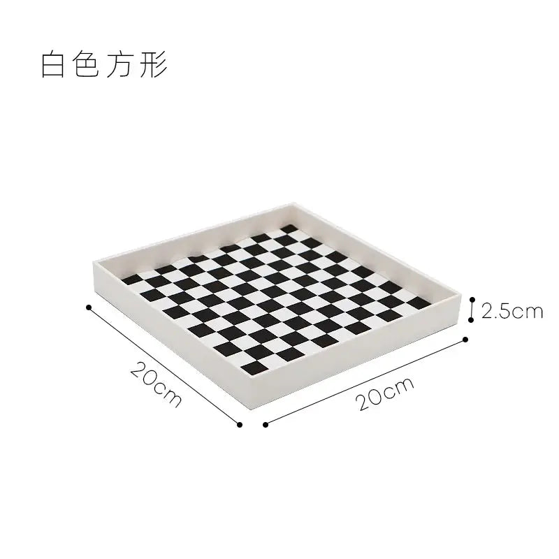 Epeiushome - Black and White Checkerboard Office Staircase, Nordic Ins Style, Square, Crescent-shaped Storage