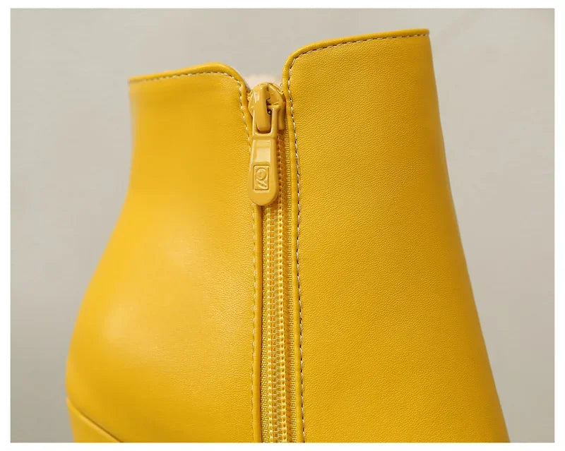 Damen-Stiefeletten mit Kristallblumenmuster, hohem Absatz und Reißverschluss für den Winter