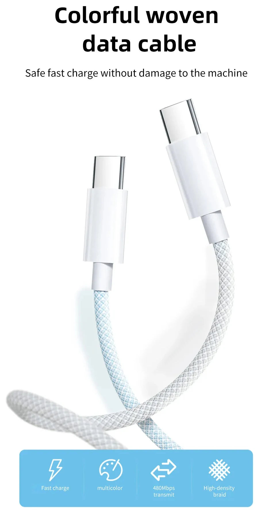 Vumpach Câble USB C Tressé 60W 6A Charge Rapide Type C