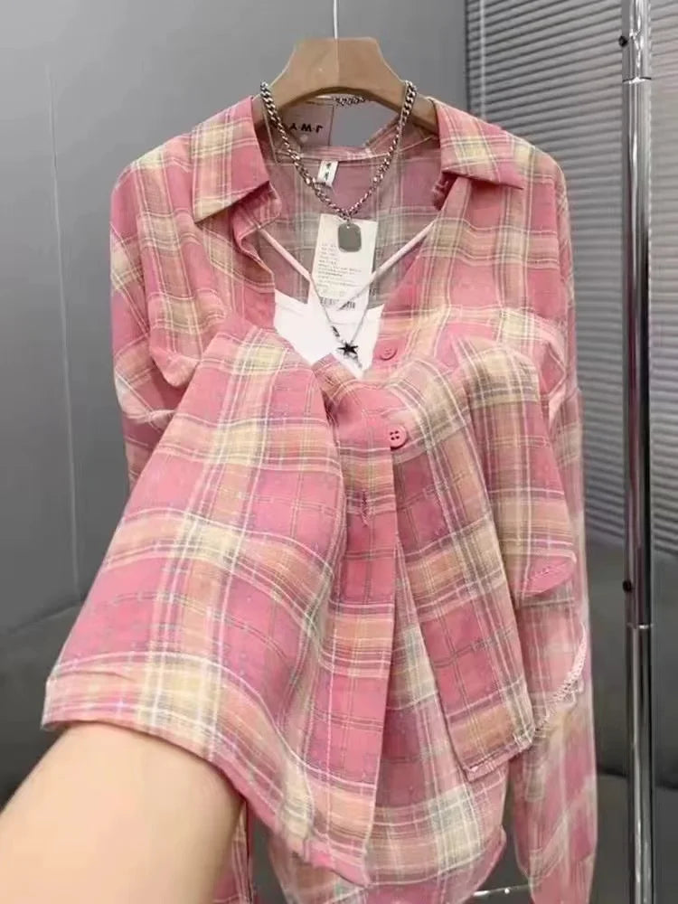 Chemise Protection Solaire À Carreaux Rouge Noir Manches Longues