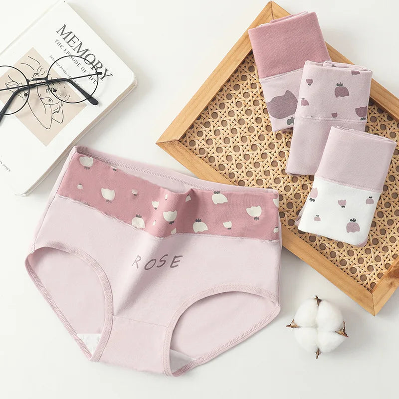 ZJX Ensemble 8 Culottes Femme Coton Respirant Taille Haute Rose Imprimé Coeurs