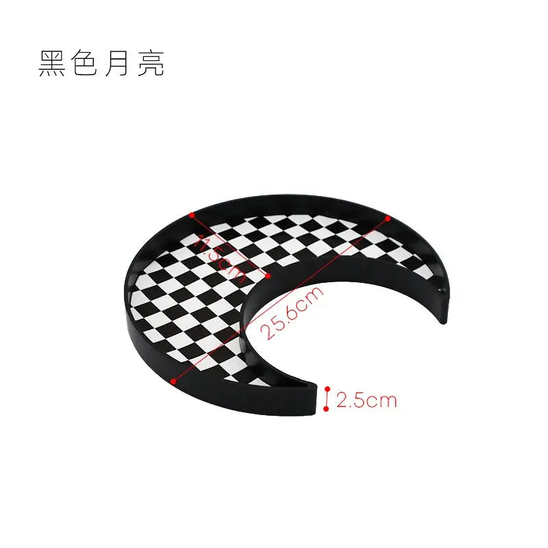 Epeiushome - Black and White Checkerboard Office Staircase, Nordic Ins Style, Square, Crescent-shaped Storage
