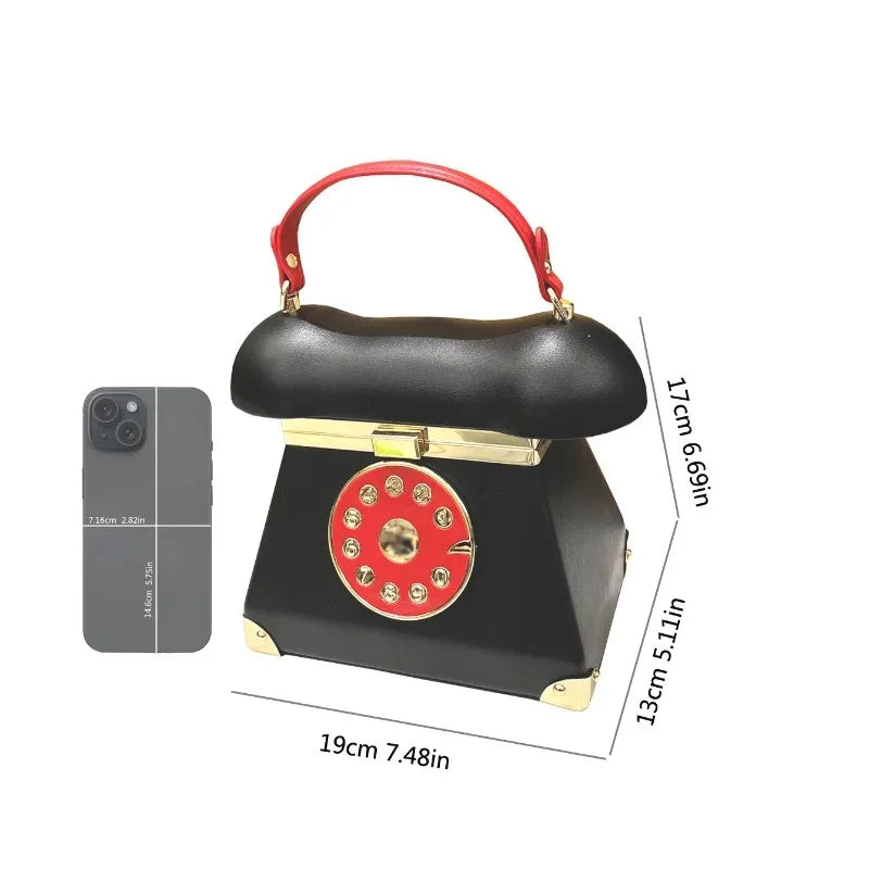 Sac de rangement maquillage forme téléphone rétro