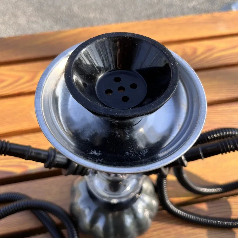 Shisha-Set Oval Guillé Acryl Doppel Silikonschlauch Riesig Mai