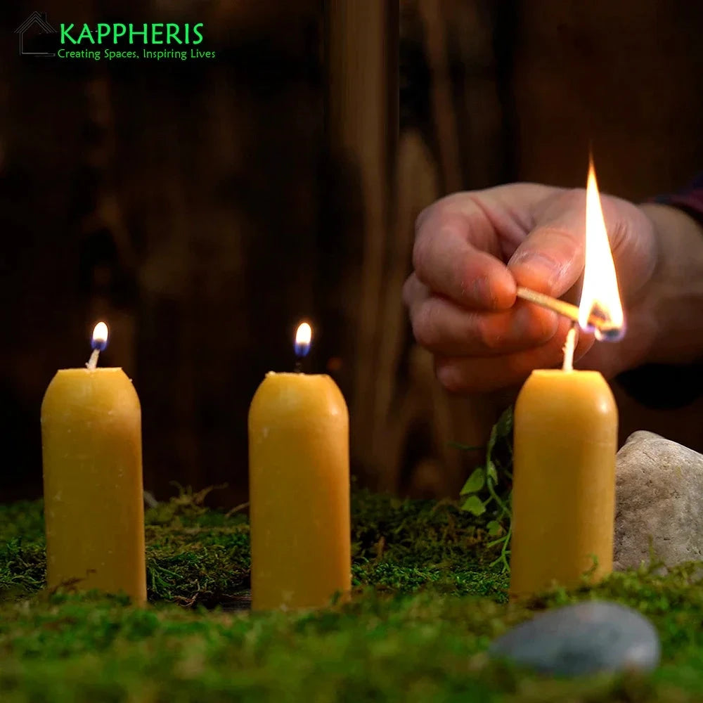 KAPPHERIS Handgefertigte, unparfümierte Bienenwachskerze