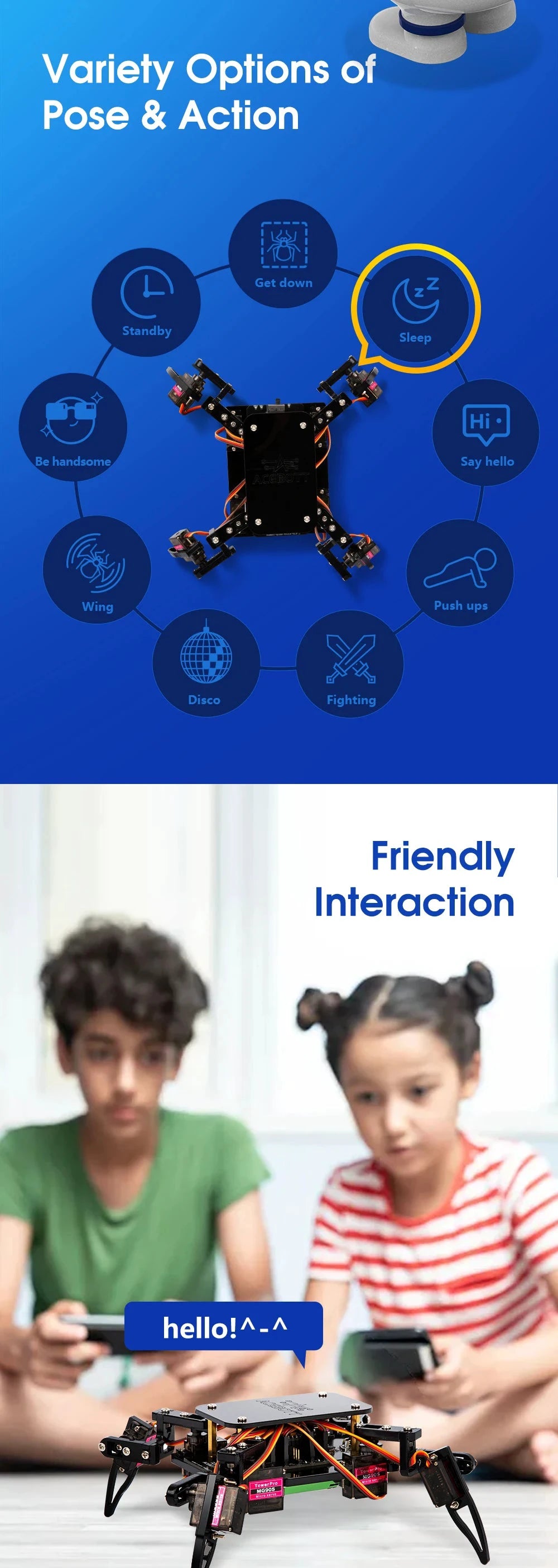 Acebott QD020 Bionischer Vierbeiner-Spinnenroboter-Explorer-Bausatz