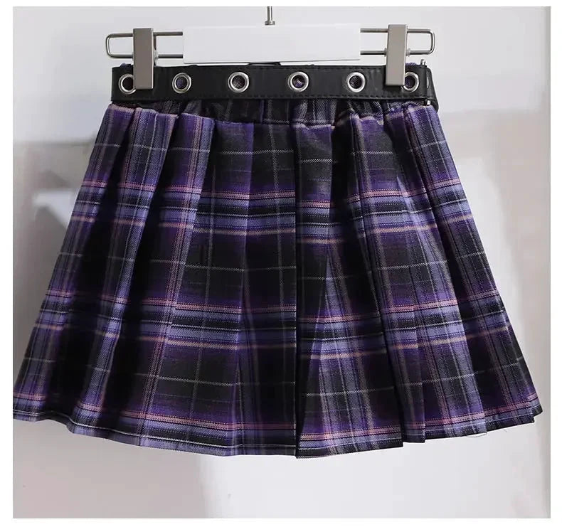 Sanrio Kuromi Kostüm Lila Faltenrock Metallkette