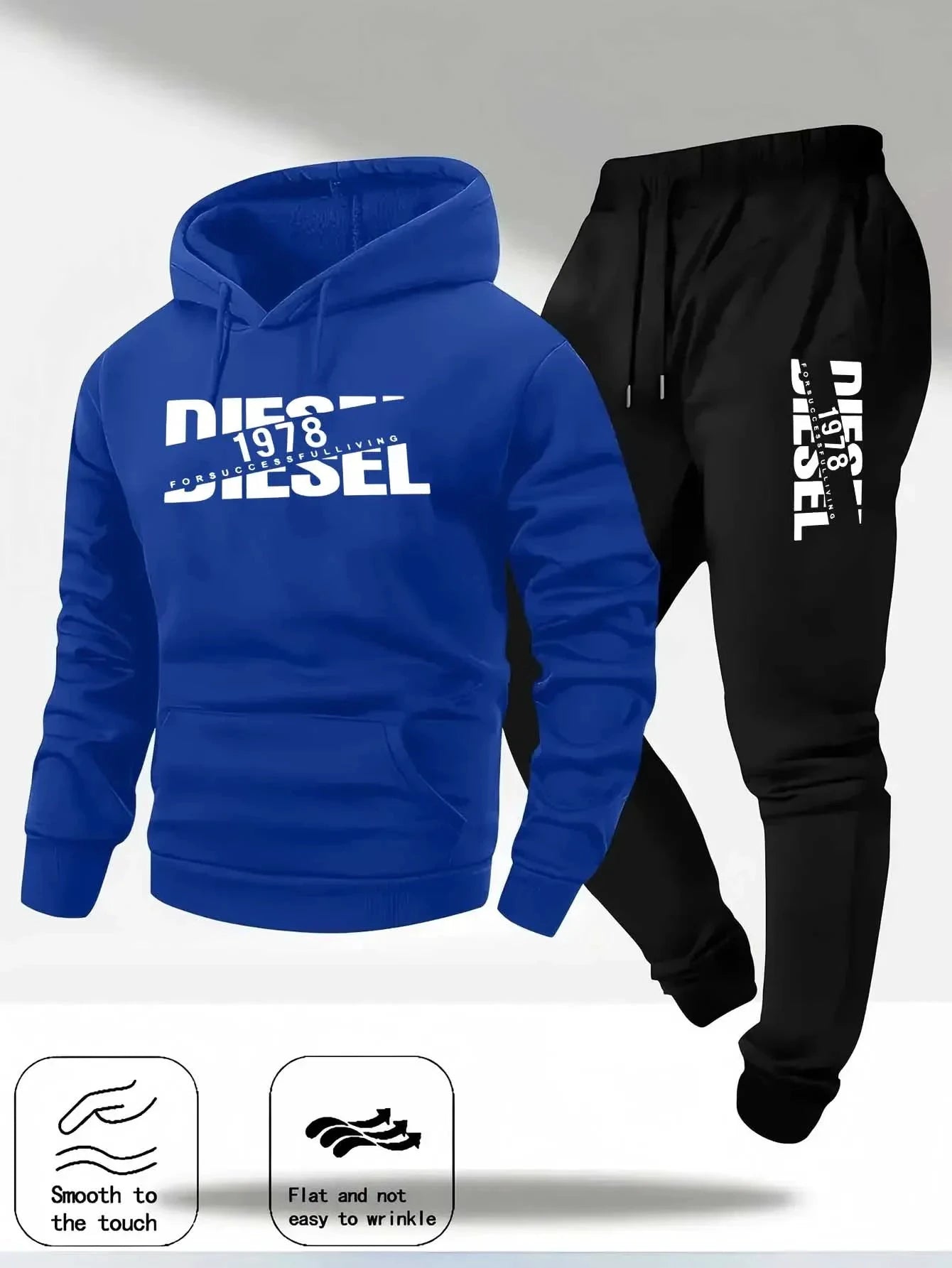 Zweiteiliges Set aus hellgrauem Hoodie und Hose von Diesel