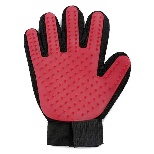 Gant de toilettage en silicone rouge à picots, pour chats et chiens, élimination des poils, nettoyage efficace