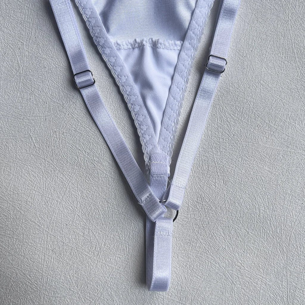 Ellolace Dessous-Set, feiner Satin und Spitze, Rot, 5-teilig