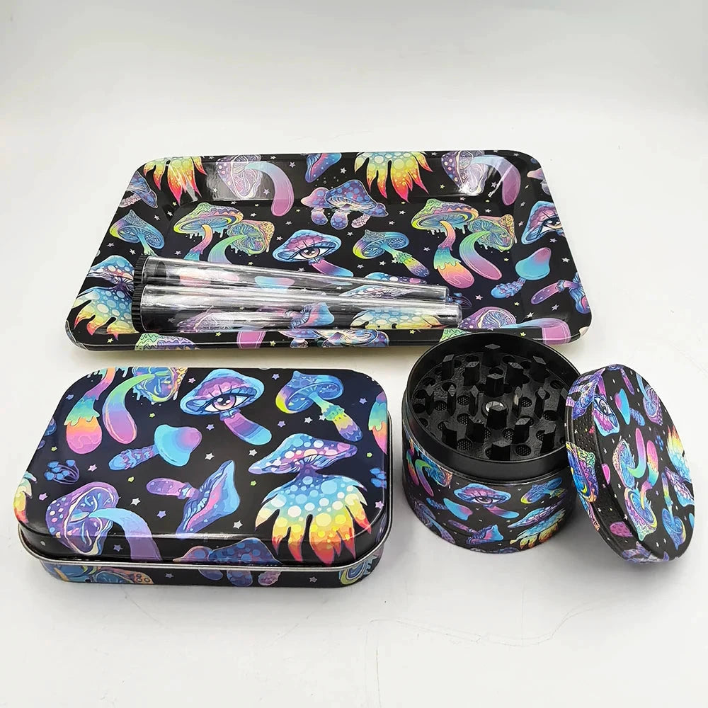 Grinder en métal 50 mm avec boîtes de rangement décorées – kit smoking 5 pièces LSDLBoutique