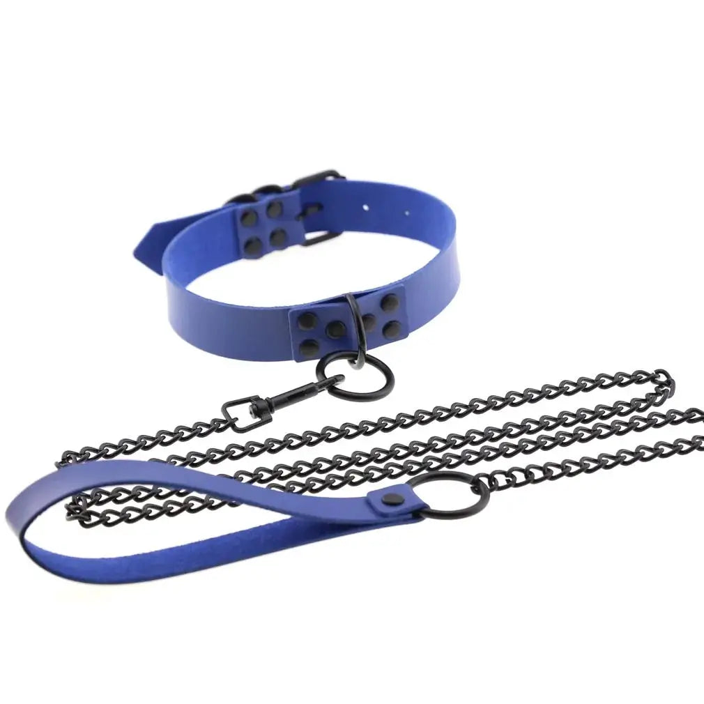 Collier de laisse en cuir synthétique style gothique punk – Decopunk