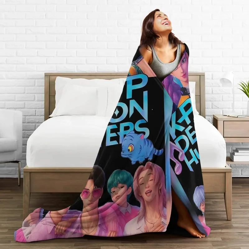 Couverture Polaire Kpop Demon Hunters Motif Imprimé