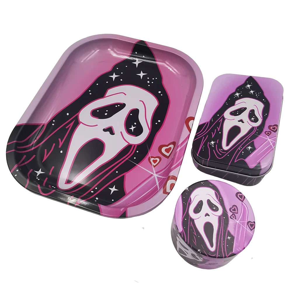 Ghost 50mm Metall-Rauchmühlen-Set mit 18x14cm Tablett