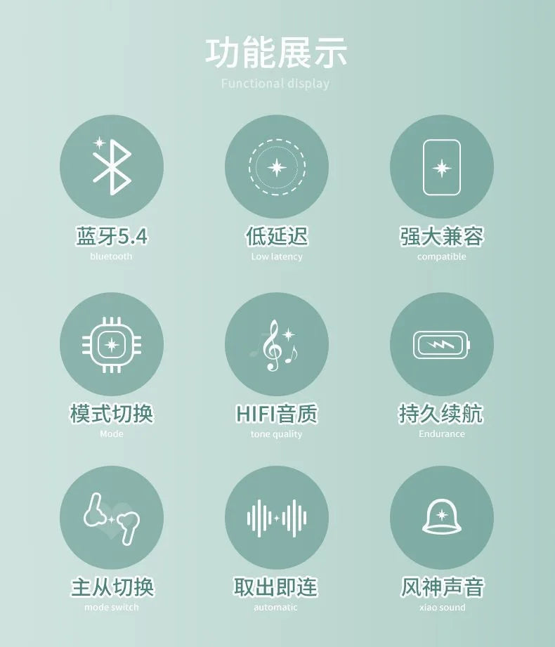 Venti Bluetooth-Headset 5.4 Türkis Genshin Impact Cosplay