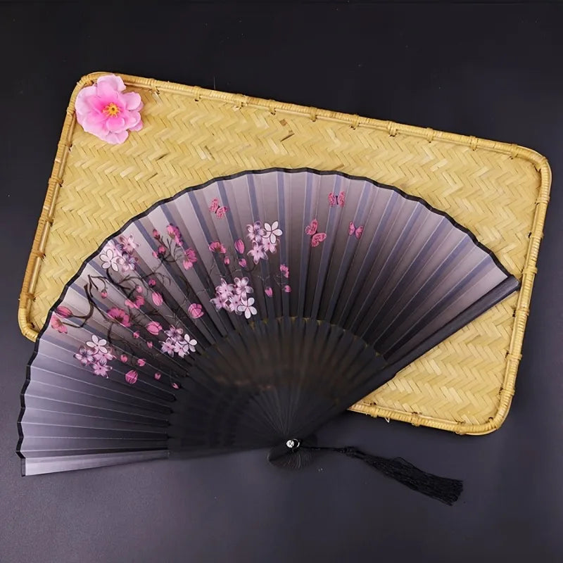 Papierfächer mit Kirschblütenmotiv – Vintage Floral Cherry Blossom Fan