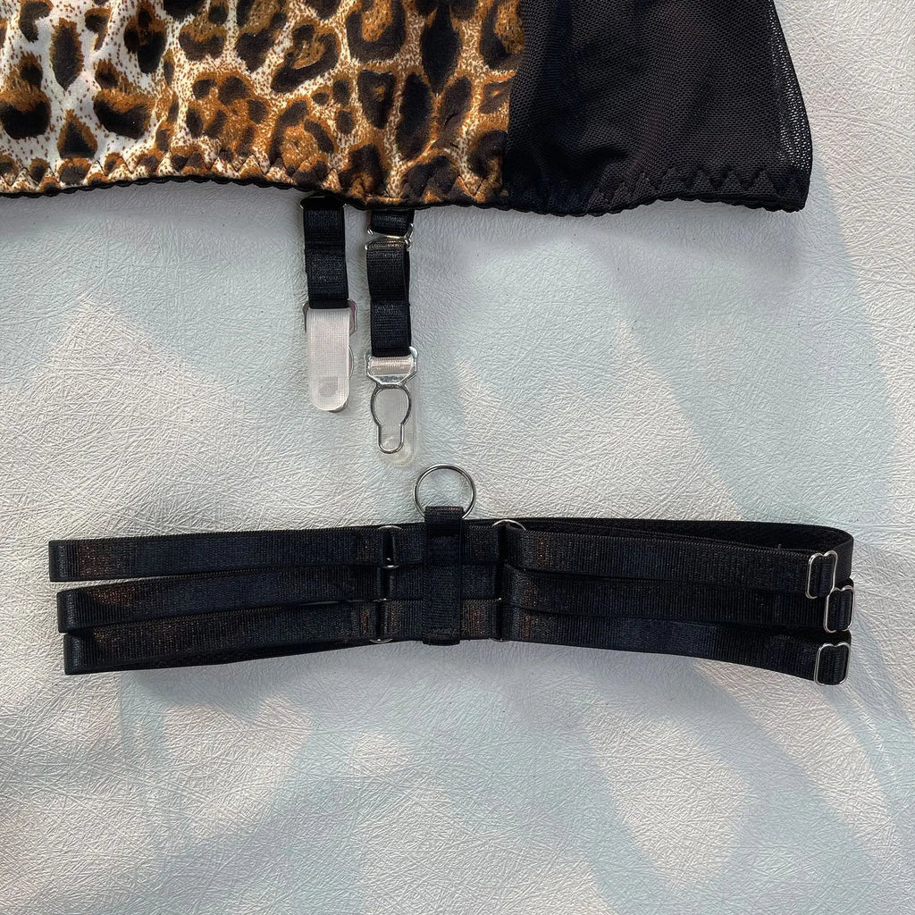 Ellolace Dessous-Set, feiner Satin und Spitze, Rot, 5-teilig