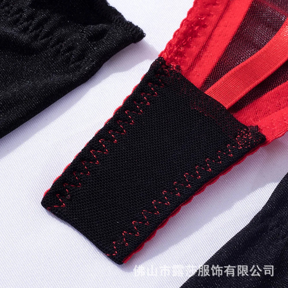 Léas Geheimnisse Roter Paisley-Spitzen-Mesh-Body rückenfrei