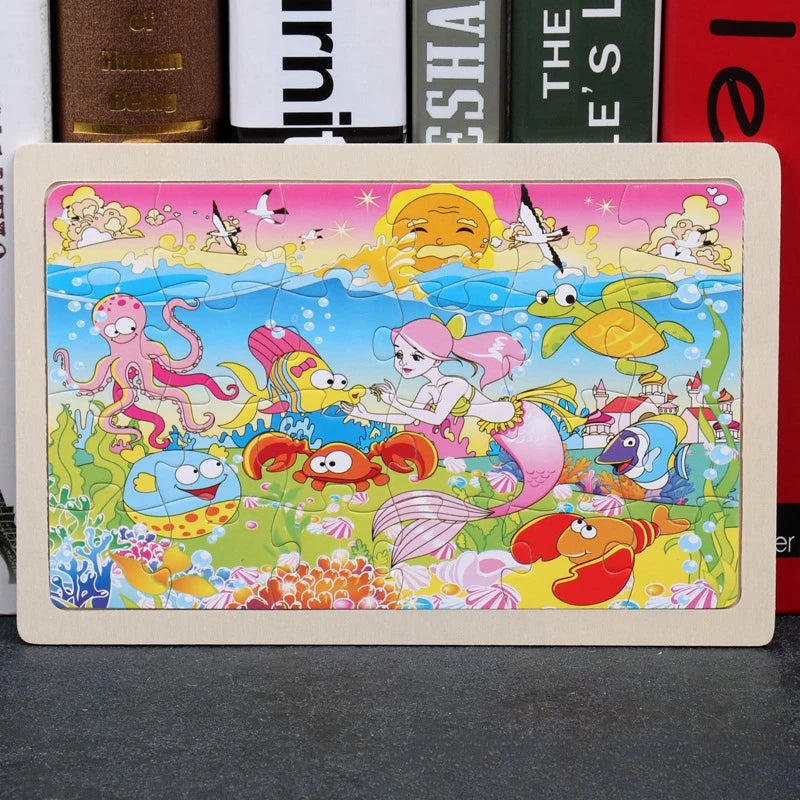 Puzzle Bois 24 Pièces Avec Plateau Intégré Pour Tout Petit Dès 18 Mois Développement Coordination Œil Main Motricité by LSDLBoutique.ch