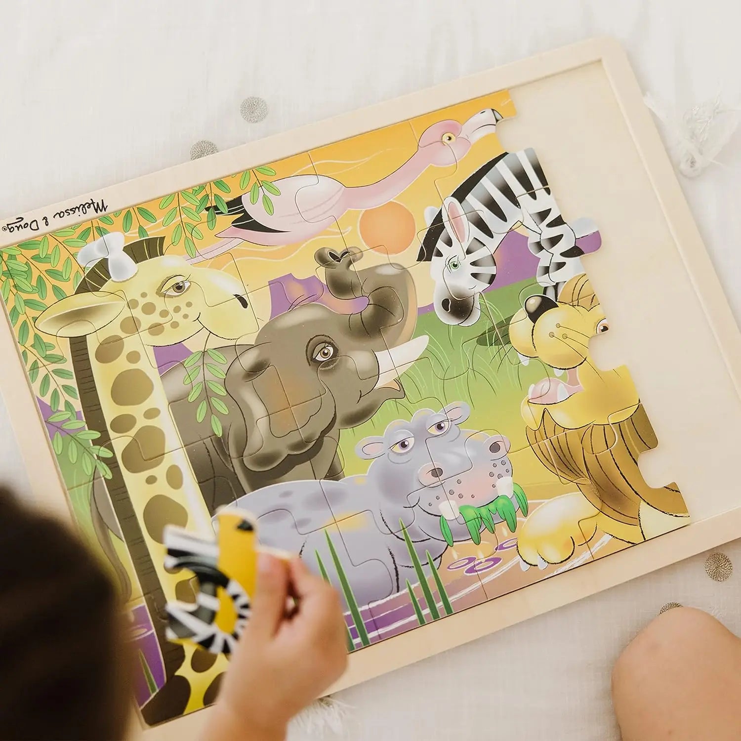 Puzzle Bois 24 Pièces Avec Plateau Intégré Pour Tout Petit Dès 18 Mois Développement Coordination Œil Main Motricité by LSDLBoutique.ch