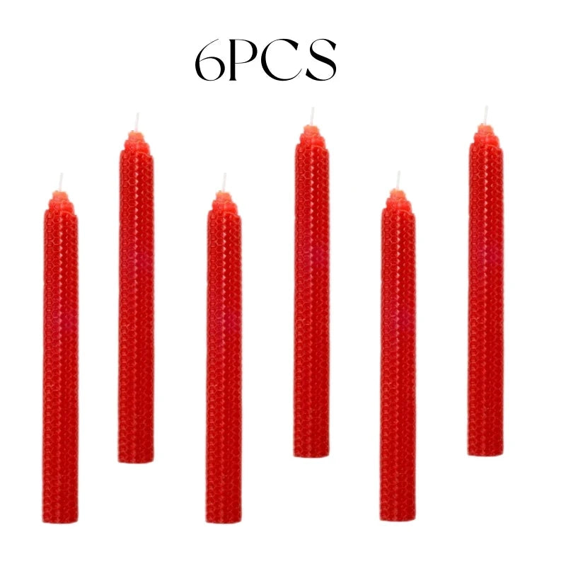 Konische Bienenwachskerzen, Bienenwabenmuster, Beige, handgefertigt