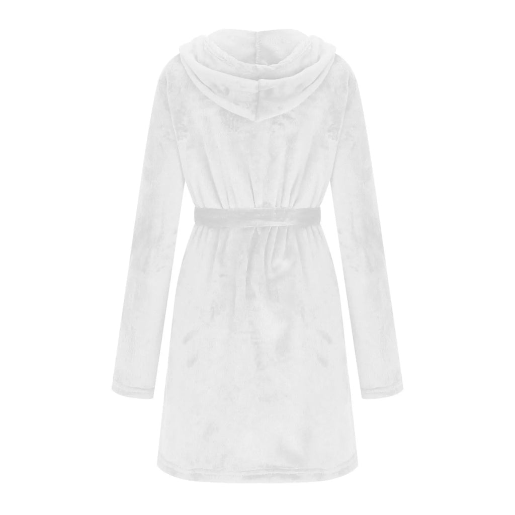 Peignoir à Capuche en Coton et Velours Côtelé Bordeaux