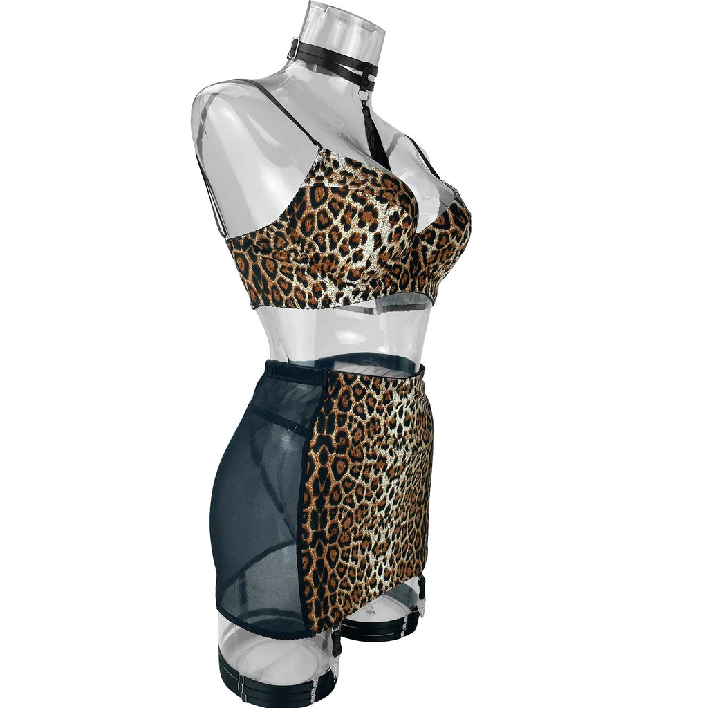 Ellolace Dessous-Set, feiner Satin und Spitze, Rot, 5-teilig