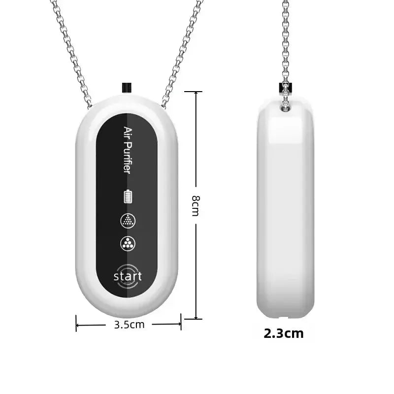 Purificateur d'air portable LSDLBoutique – pendentif blanc avec chaîne, panneau noir central