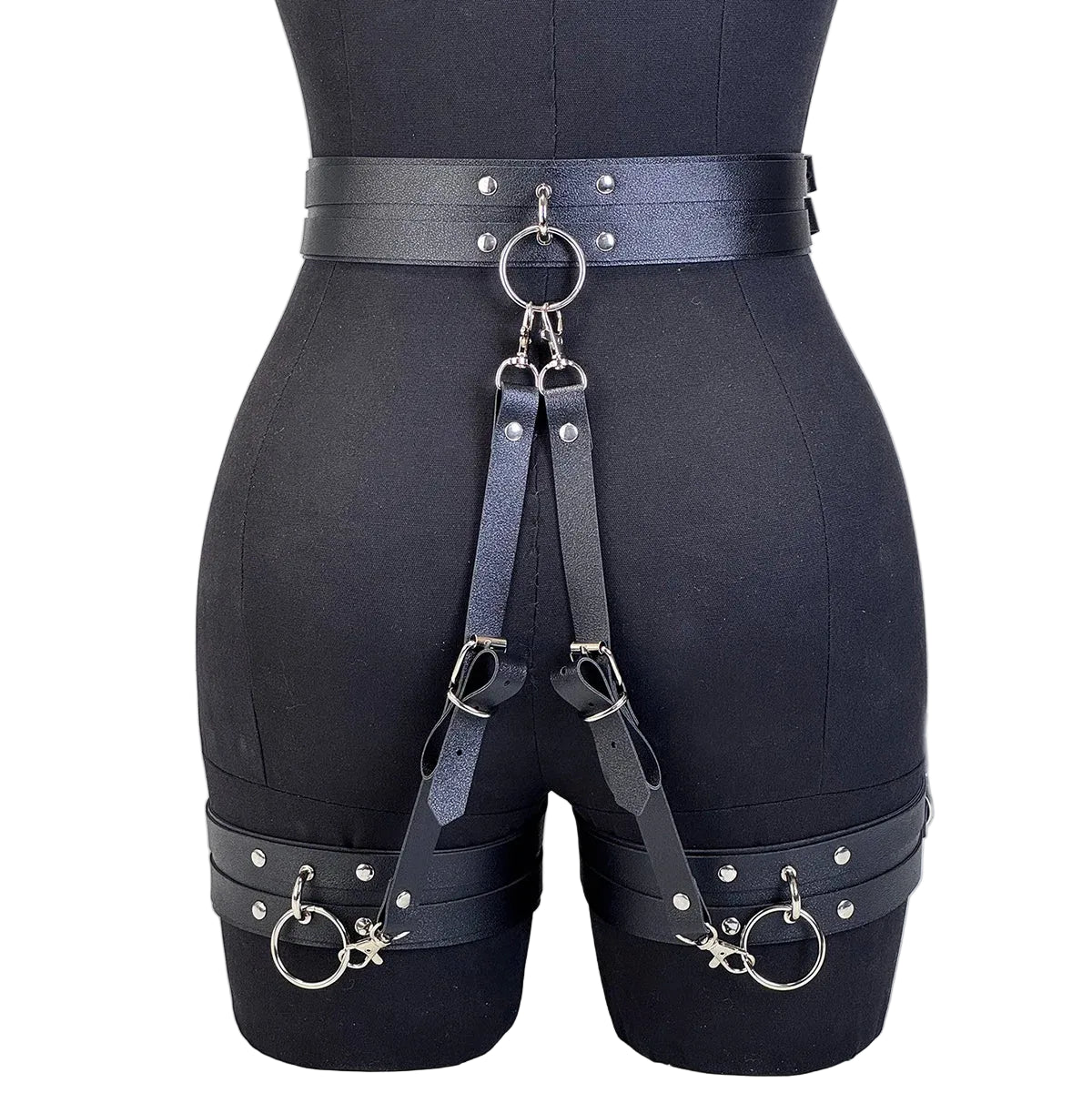 Ceinture jarretelles de cuisse en cuir synthétique – Harnais de jambe style gothique