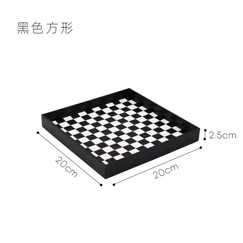Epeiushome - Black and White Checkerboard Office Staircase, Nordic Ins Style, Square, Crescent-shaped Storage