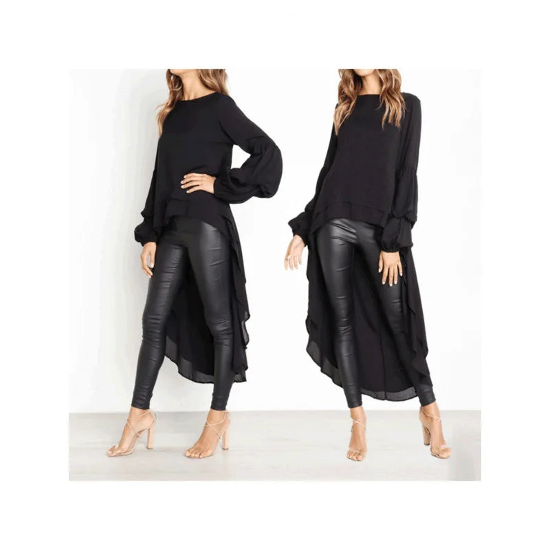 Chemise Mousseline De Soie Lurex Ourlet Asymétrique