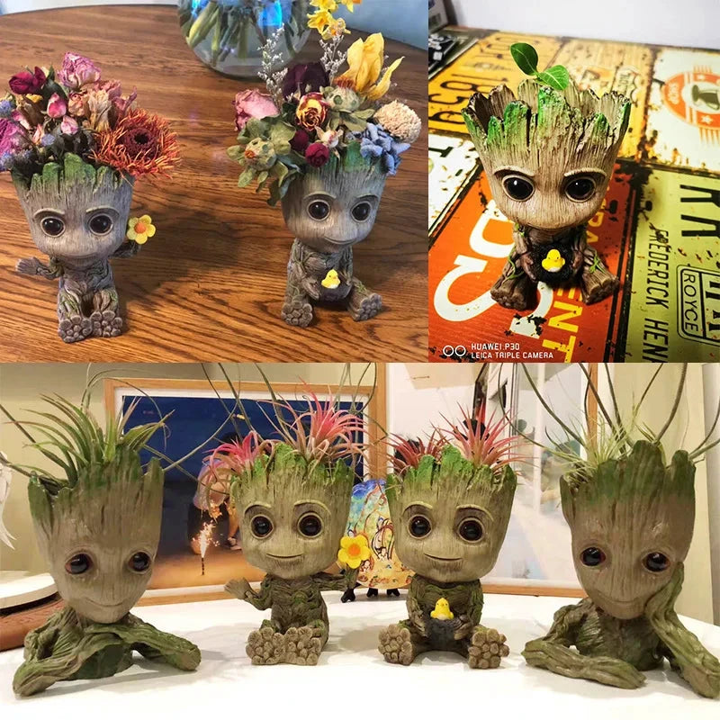 Groot Miniatur-Blumentopf aus braunem Kunststoff für Pflanzen