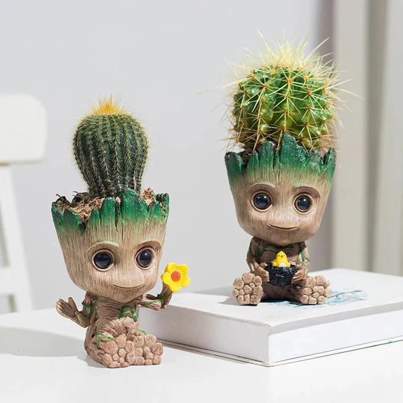 Groot Miniatur-Blumentopf aus braunem Kunststoff für Pflanzen