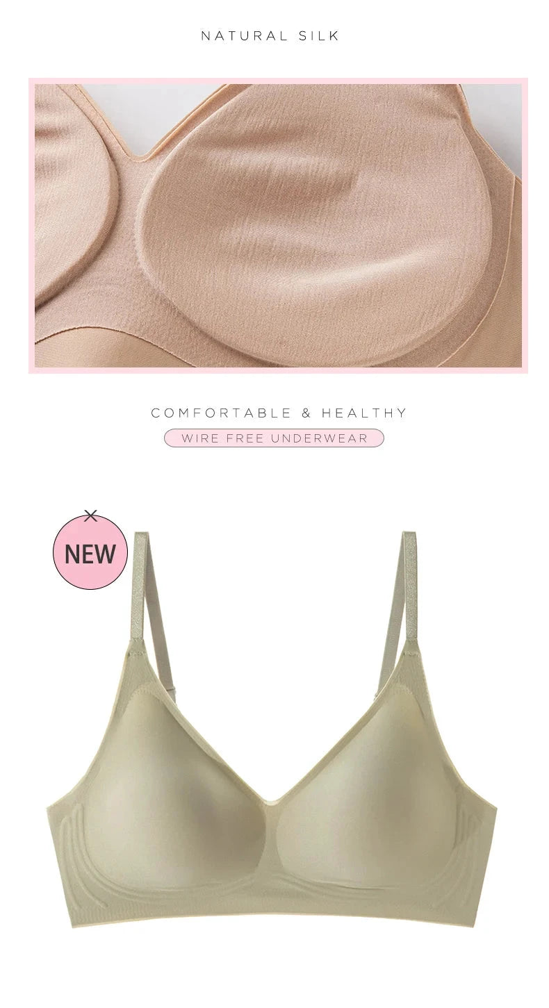 SuyaDream Nahtloser BH, 3/4-Cup, beigefarbenes Seidenfutter