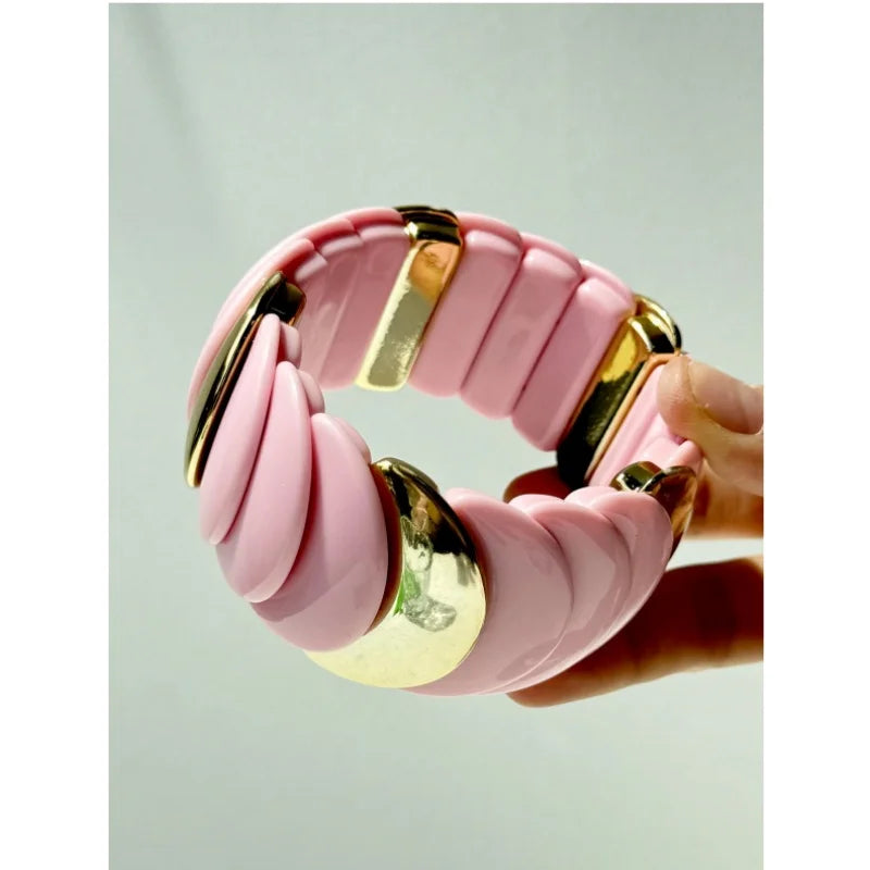 Bracelet en résine géométrique – Motifs transparents et brillants – Collection été