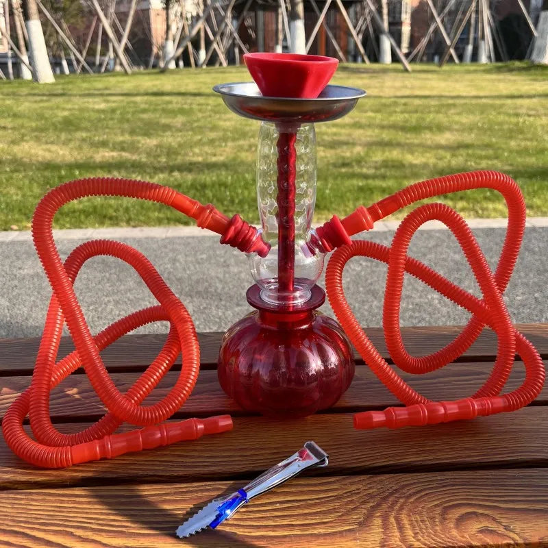 Shisha-Set Oval Guillé Acryl Doppel Silikonschlauch Riesig Mai