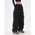 Beysaurt Damen Harajuku Baggy Cargohose mit elastischem Bund