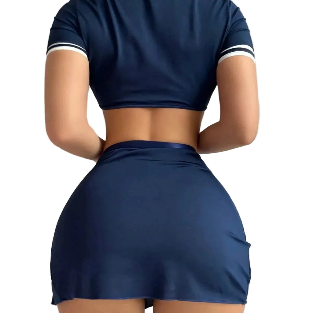 Léa's Secrets Flugbegleiterinnen-Dessous-Set, blaues Polyester