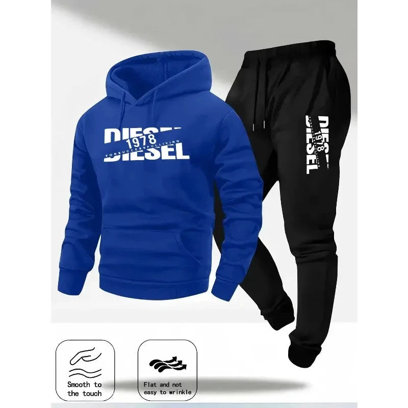 Zweiteiliges Set aus hellgrauem Hoodie und Hose von Diesel