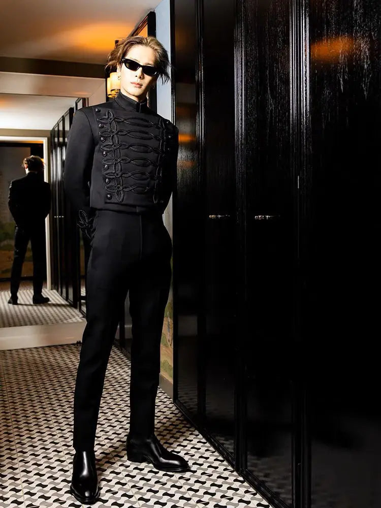 Jackson Wang Veste Col Montant Court Polyester Noir