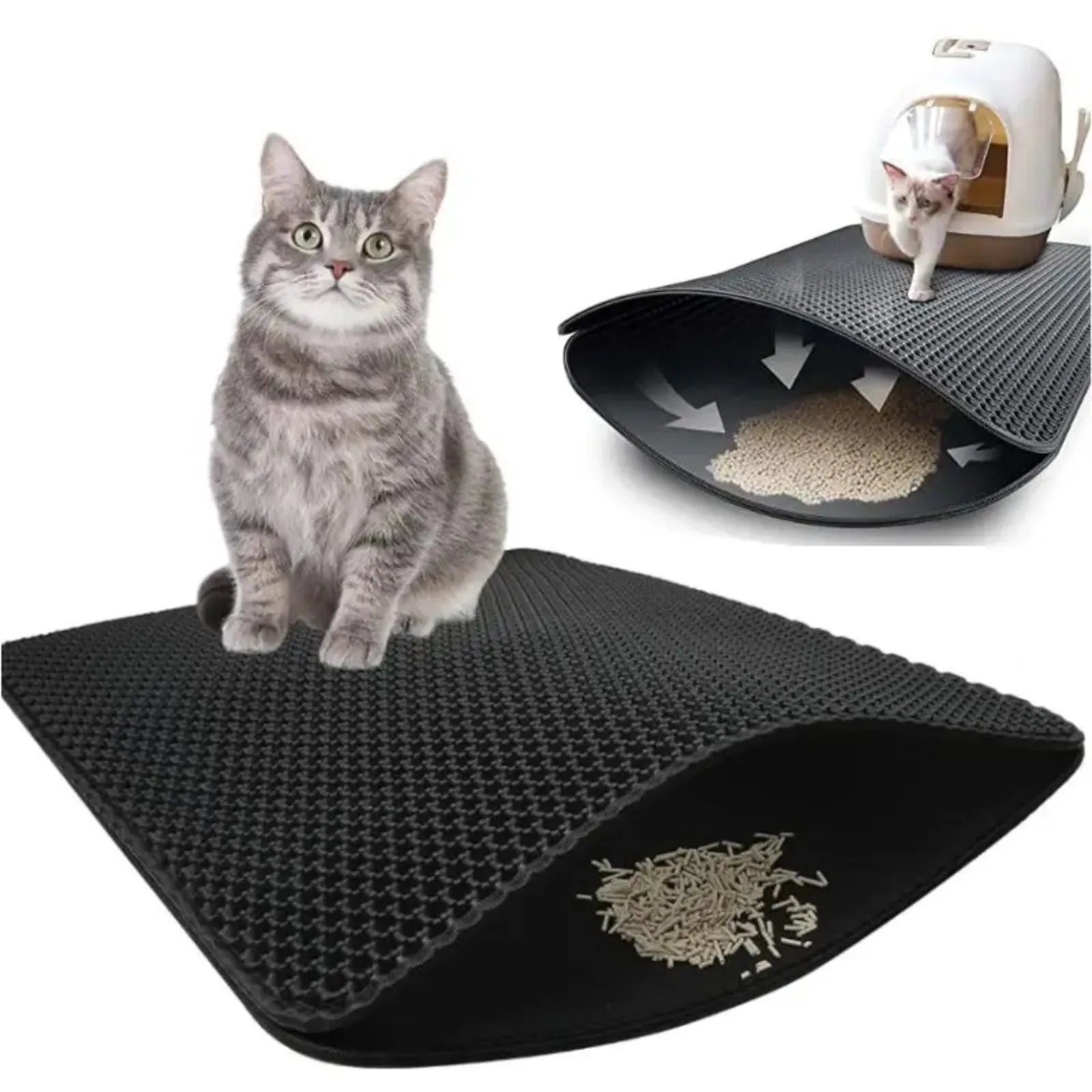 Tapis De Litière Pour Chat Antidérapant Double Couche EVA Anti Éclaboussures Hygiène Optimale by LSDLBoutique