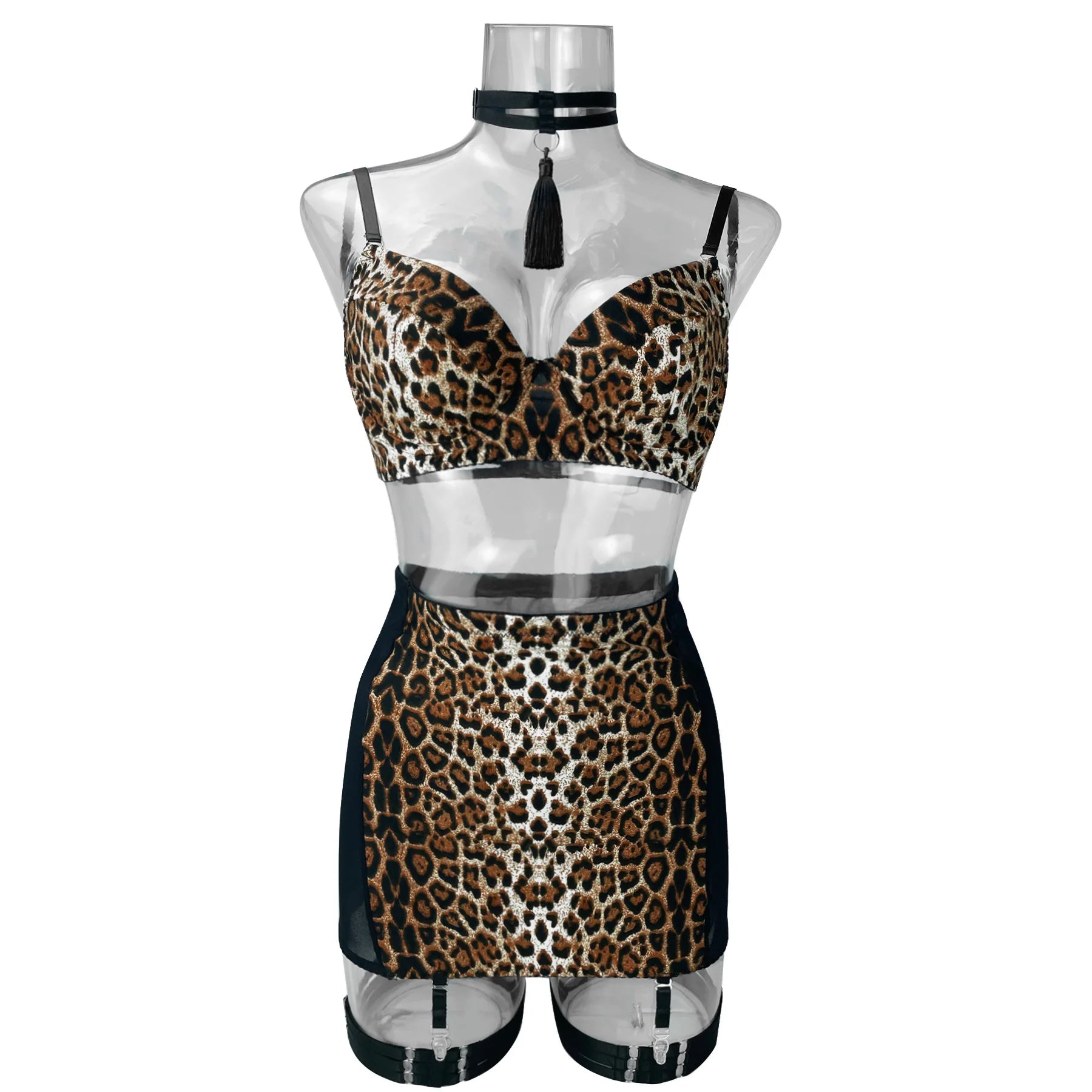 Ellolace Dessous-Set, feiner Satin und Spitze, Rot, 5-teilig