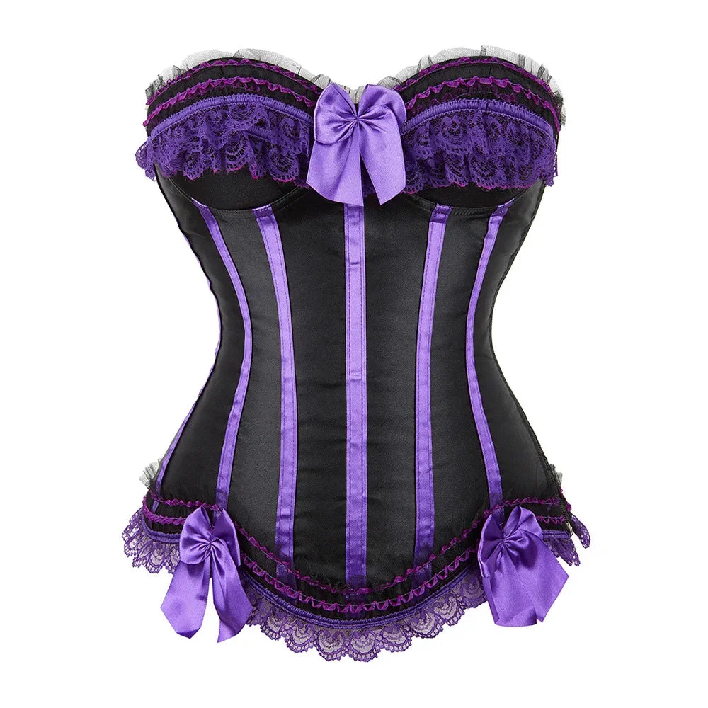 Gothic Lace Corset with Overbust Bustier – Swann