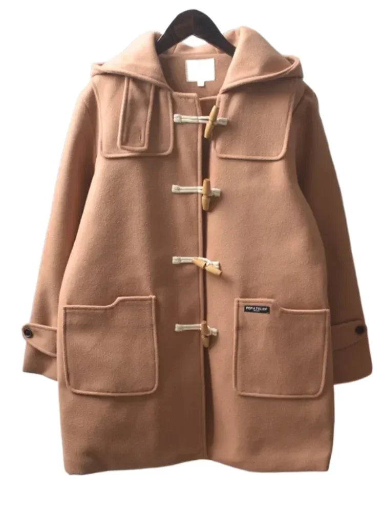 Harajuku Veste Tweed Coton Capuche Doux Pour Fille