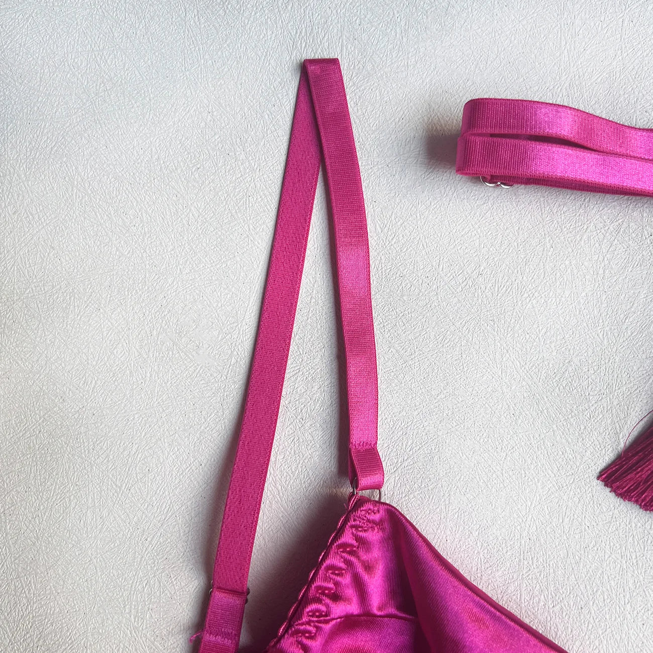 Ellolace Dessous-Set, feiner Satin und Spitze, Rot, 5-teilig