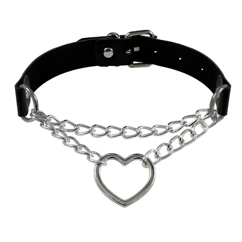 Collier ras du cou style gothique punk en cuir synthétique