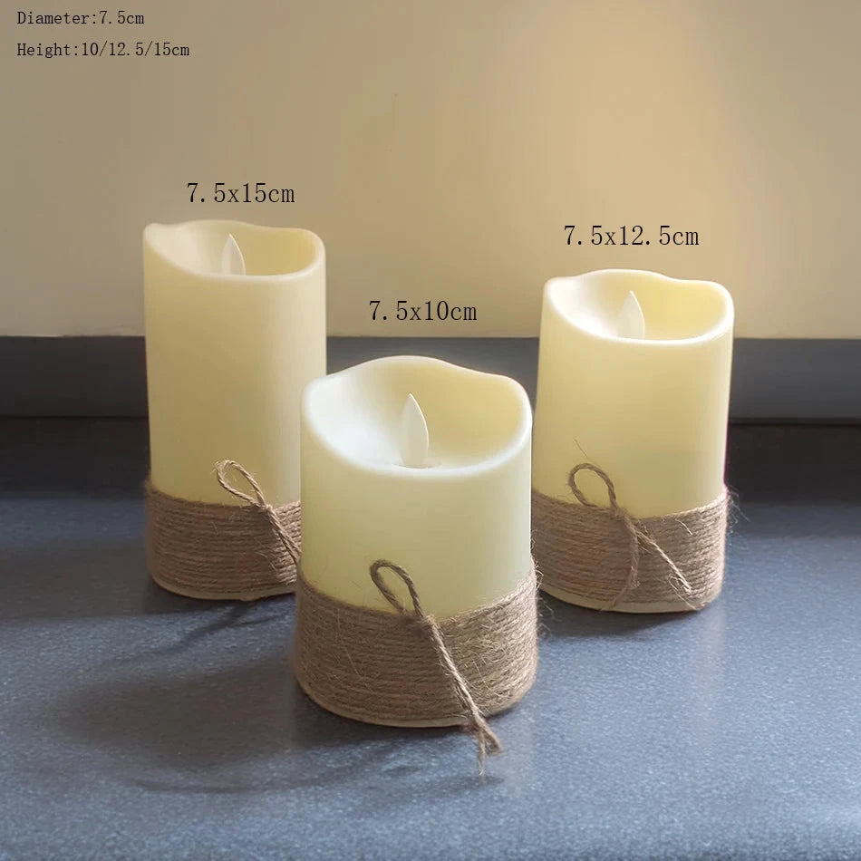 3-teiliges Set flammenloser LED-Kerzen mit USB-Fernbedienung