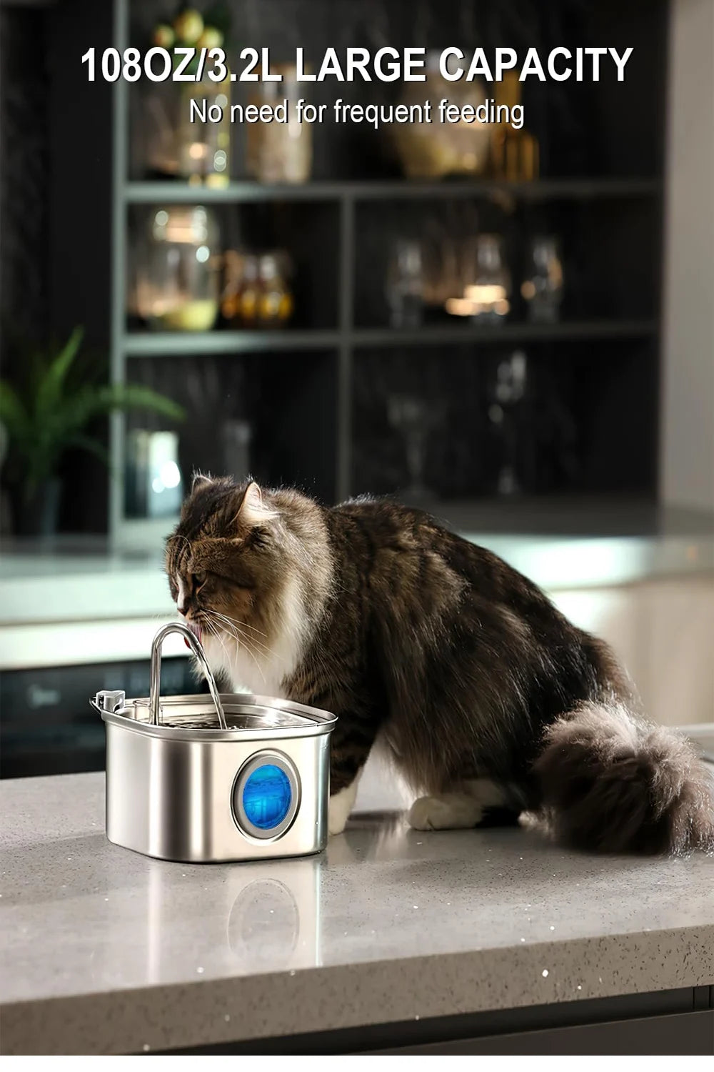 ZYfeeder Distributeur Automatique Pour Chats Avec Fontaine Inox Et Gamelle Hygiénique Moderne by LSDLBoutique.ch