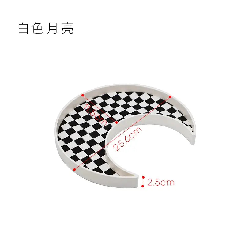 Epeiushome - Black and White Checkerboard Office Staircase, Nordic Ins Style, Square, Crescent-shaped Storage