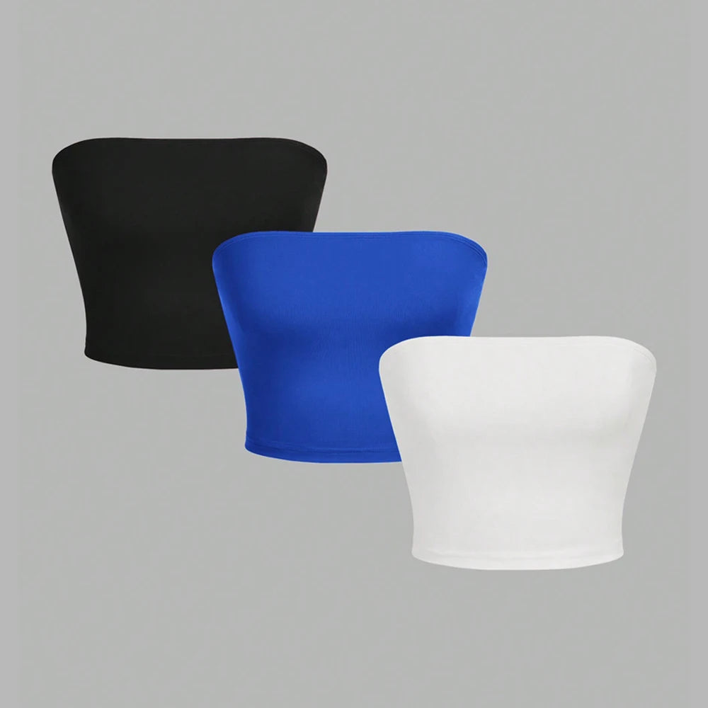 Haut Sans Bretelles Tubulaire Ensemble 3 Pièces Polyester